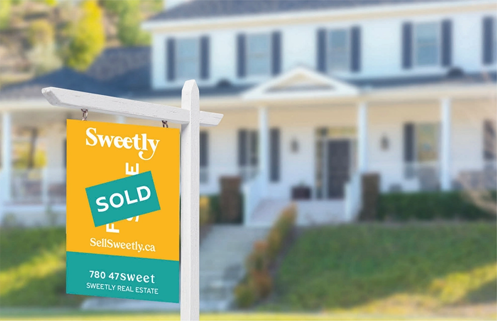 Sweetly Sold sign template on a lawn